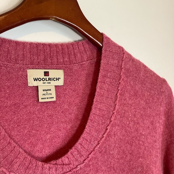 Woolrich Dahlia Sweater Women’s PL 100% Lambswool Pink Fair Isle Print Sleeves - Picture 2 of 12